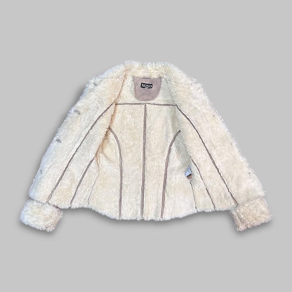XOXO Genuine Leather Sherpa-Lined Jacket Women’s Size Small – Beige/Brown - Picture 3 of 5